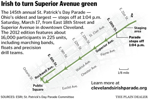 Cleveland St. Patrick's Day 2012 Map